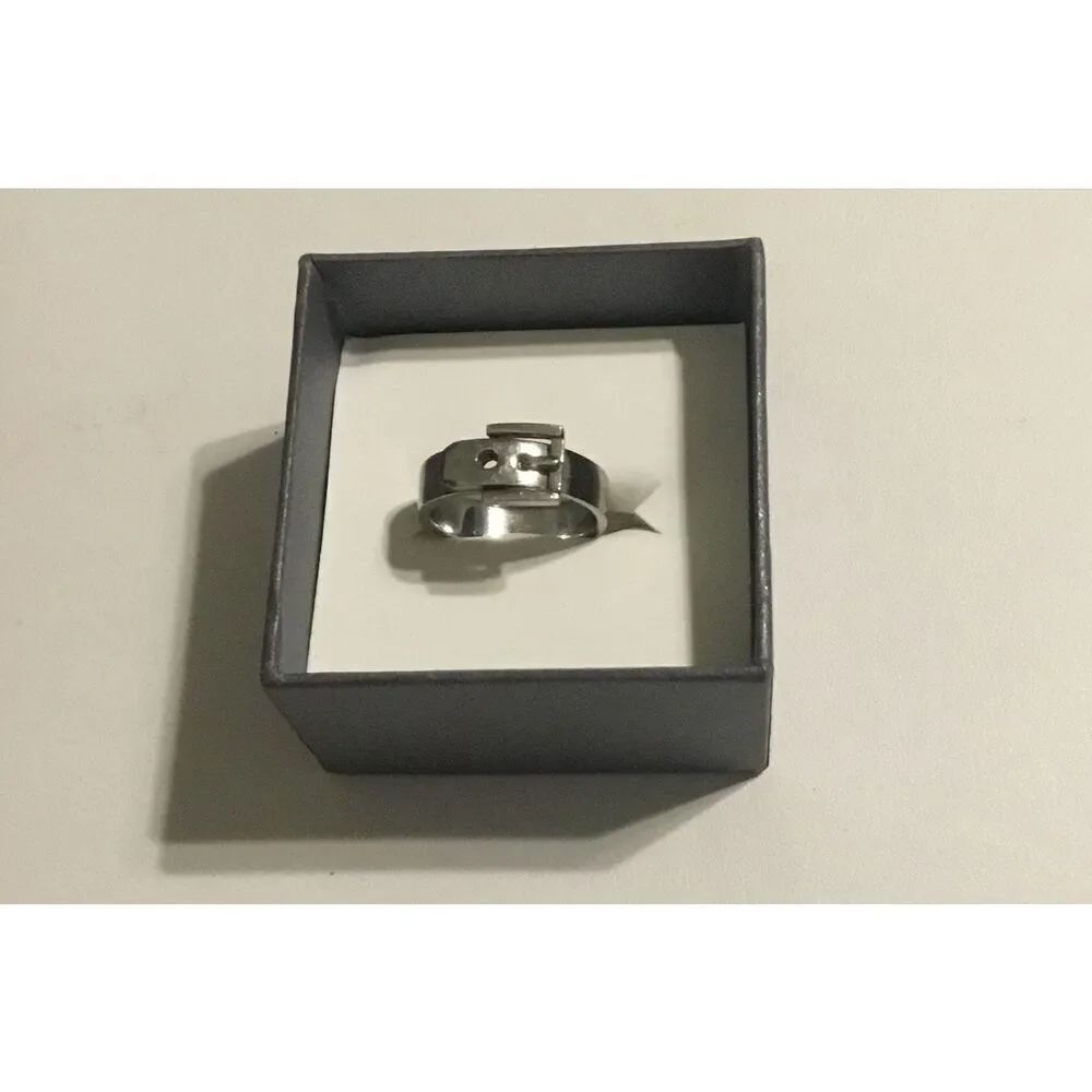 New Trendy Stainless Steel Buckle Band Ring Sz 4